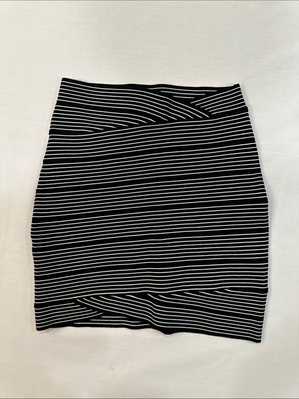 BCBGMaxAzria Black and White Striped Pencil Skirt